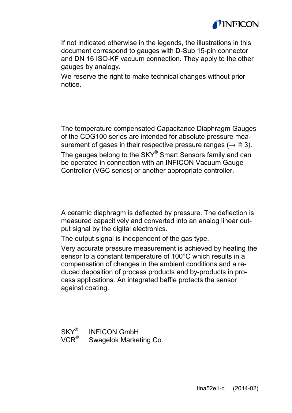 Intended use, Functional principle, Trademarks | INFICON SKY CDG100D 0.1 ... 1000 Torr / mbar User Manual | Page 4 / 44