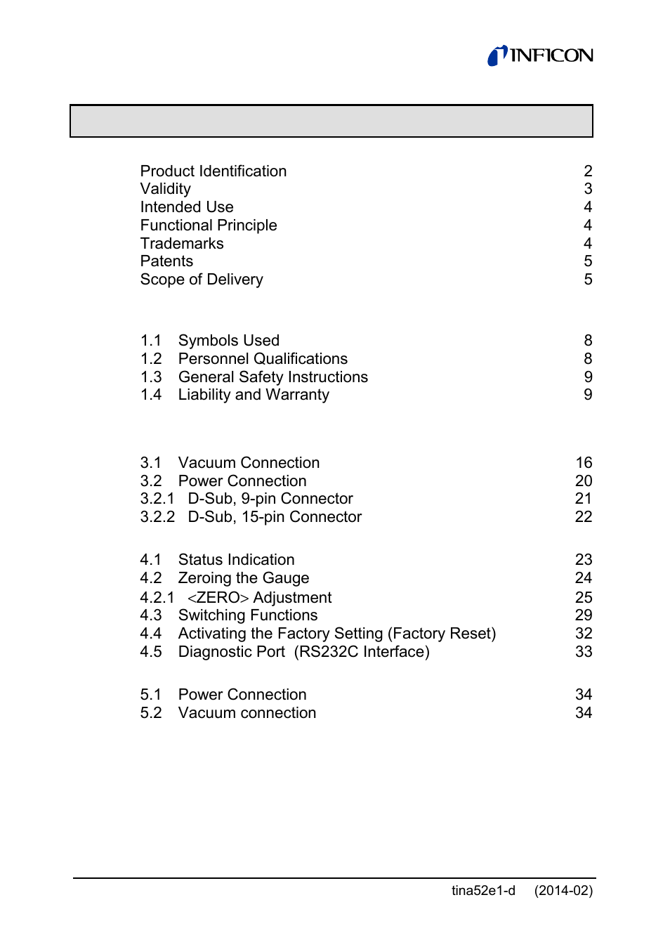 INFICON SKY CDG100D 0.1 ... 1000 Torr / mbar User Manual | Page 6 / 44