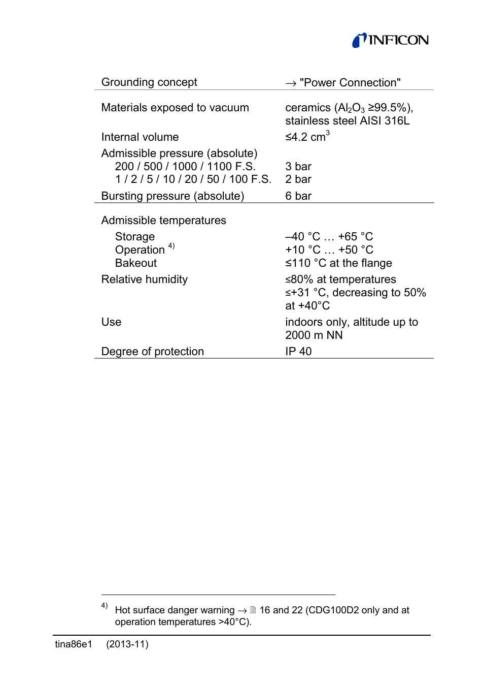 INFICON Edge CDG045D2 1 … 1000Torr / mbar User Manual | Page 13 / 44