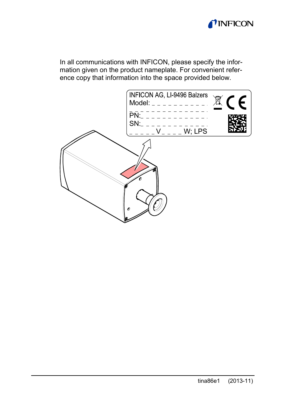 Product identification | INFICON Edge CDG045D2 1 … 1000Torr / mbar User Manual | Page 2 / 44