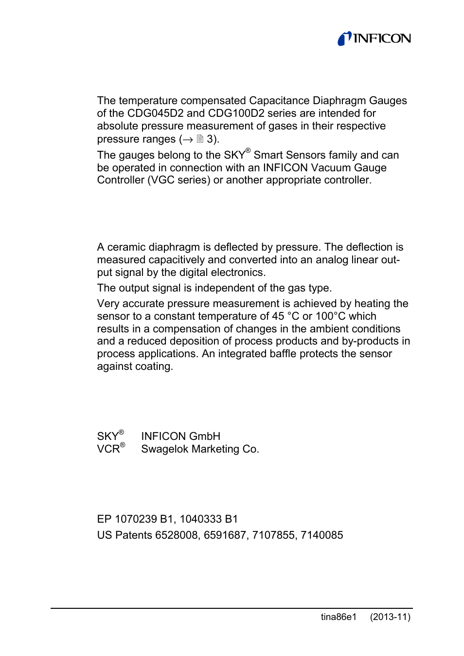 Intended use, Functional principle, Trademarks | Patents | INFICON Edge CDG045D2 1 … 1000Torr / mbar User Manual | Page 4 / 44