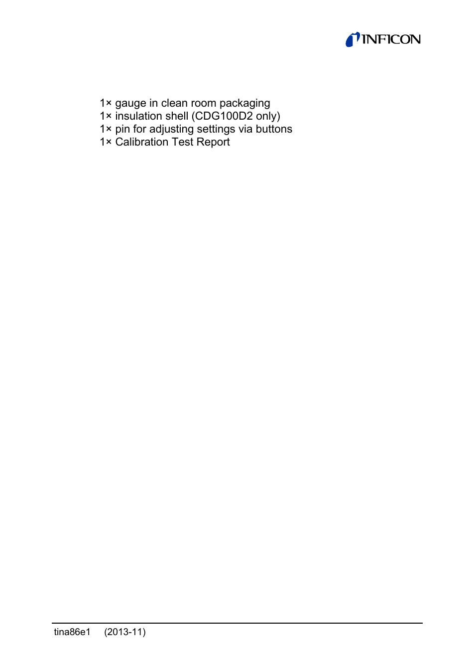 Scope of delivery | INFICON Edge CDG045D2 1 … 1000Torr / mbar User Manual | Page 5 / 44
