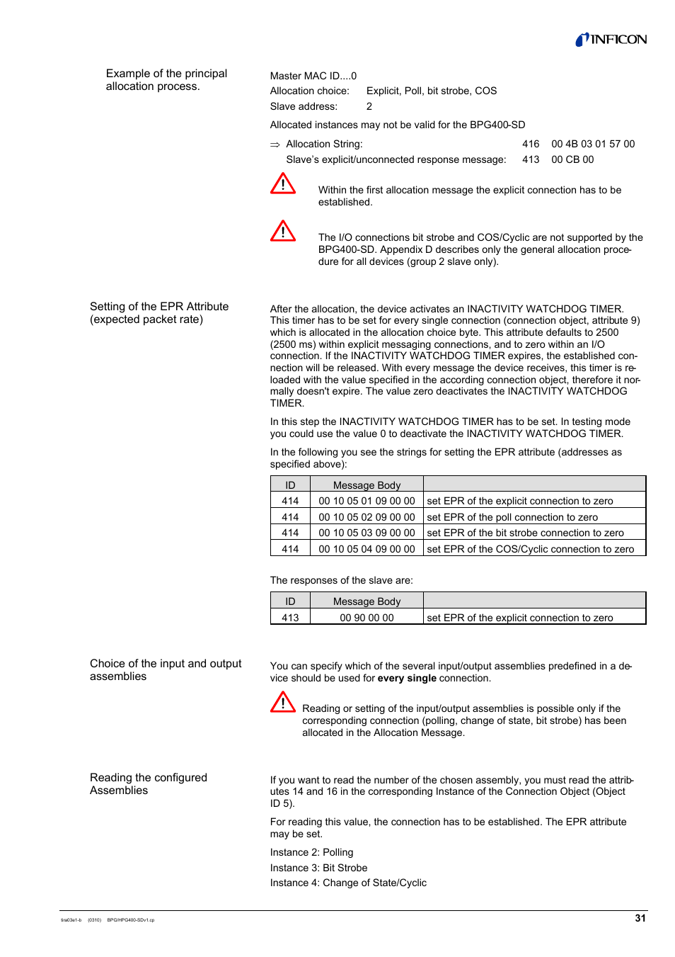 INFICON HPG400-SD ATM to High-Vacuum Gauge (DeviceNet) User Manual | Page 31 / 36