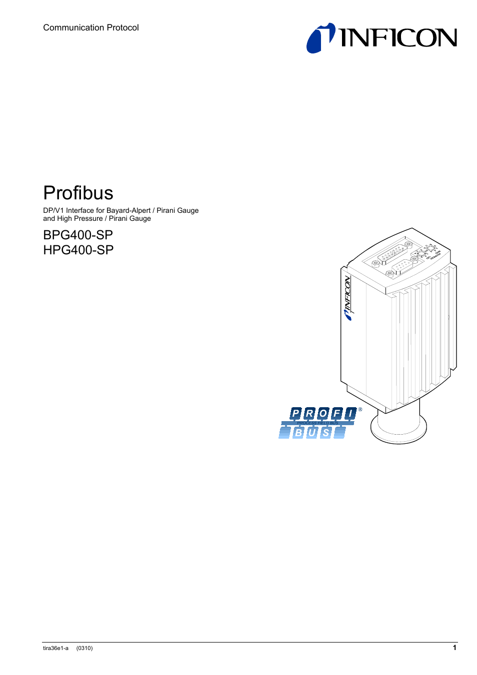 INFICON HPG400-SP ATM to High-Vacuum Gauge (Profibus) User Manual | 44 pages