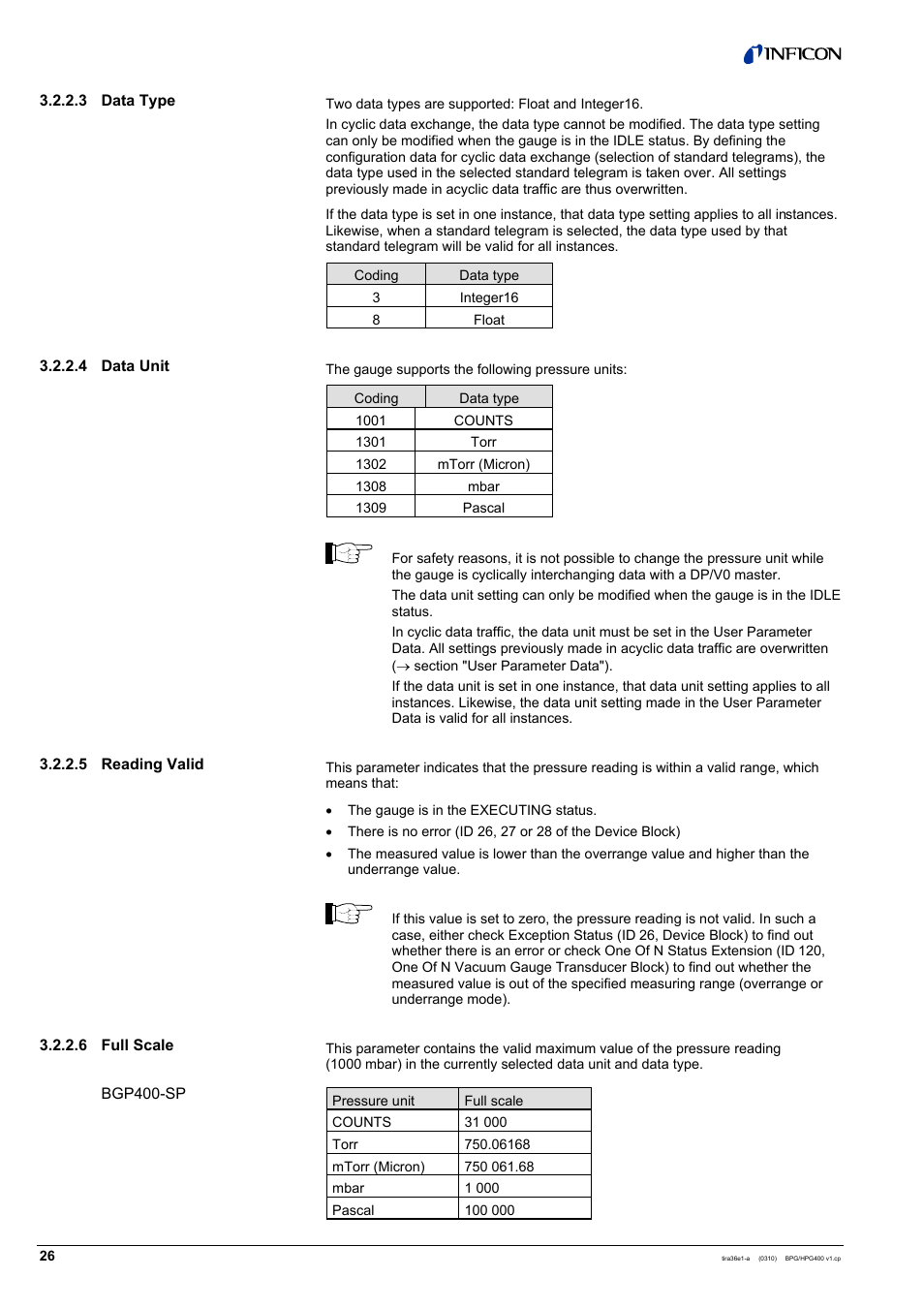 INFICON HPG400-SP ATM to High-Vacuum Gauge (Profibus) User Manual | Page 26 / 44