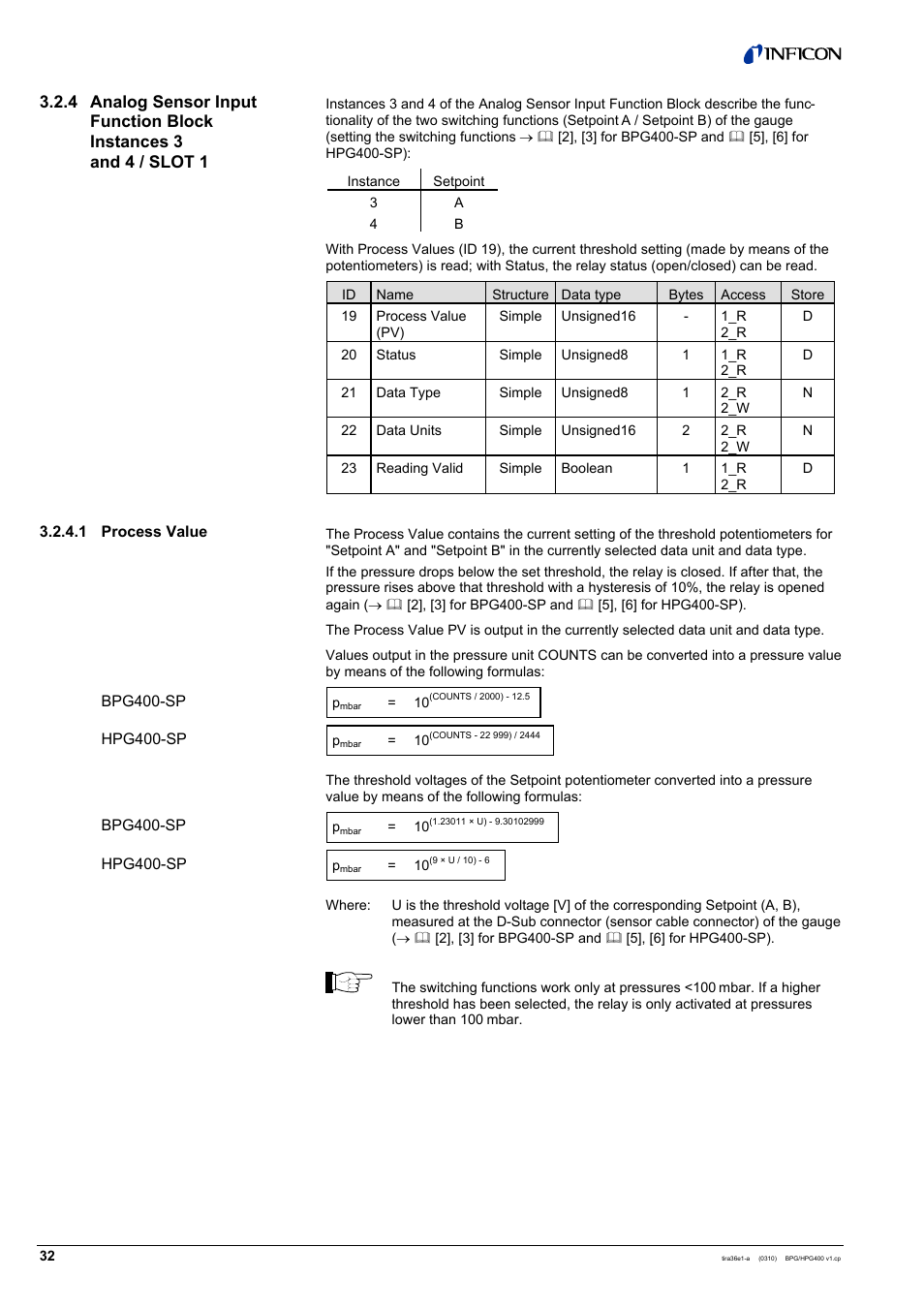 INFICON HPG400-SP ATM to High-Vacuum Gauge (Profibus) User Manual | Page 32 / 44