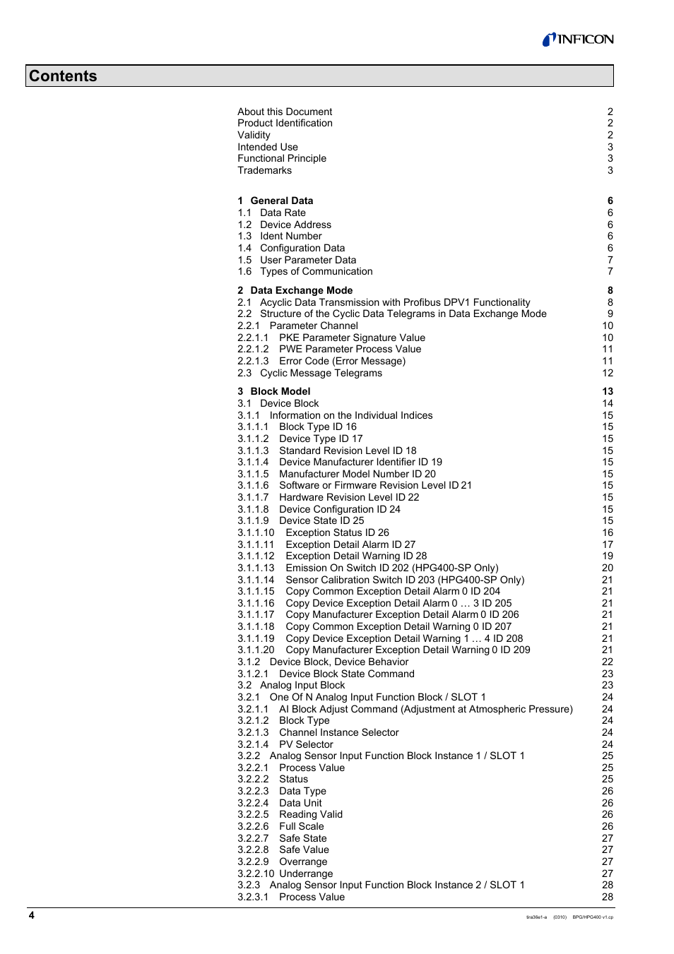 INFICON HPG400-SP ATM to High-Vacuum Gauge (Profibus) User Manual | Page 4 / 44