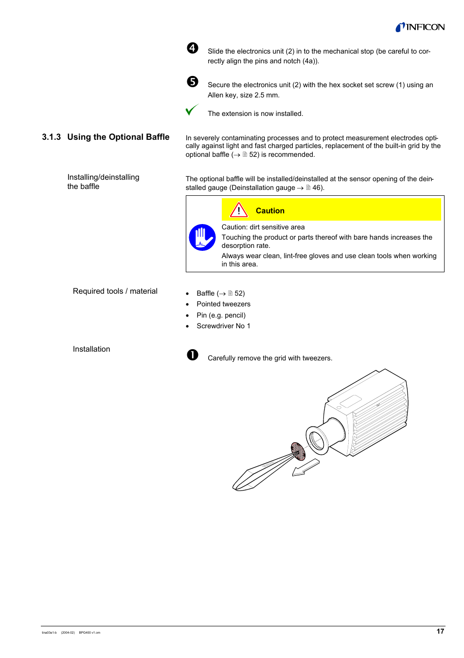 INFICON BPG400 ATM to Ultra-High Vacuum Gauge User Manual | Page 17 / 60