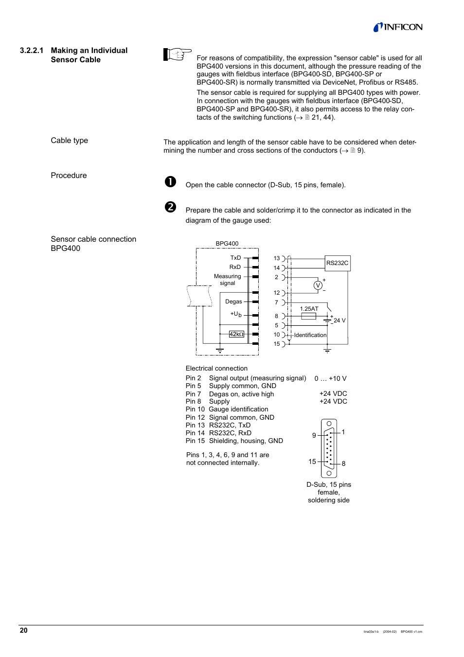 INFICON BPG400 ATM to Ultra-High Vacuum Gauge User Manual | Page 20 / 60