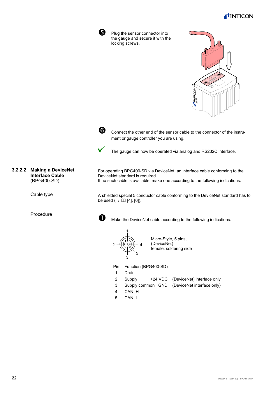 INFICON BPG400 ATM to Ultra-High Vacuum Gauge User Manual | Page 22 / 60