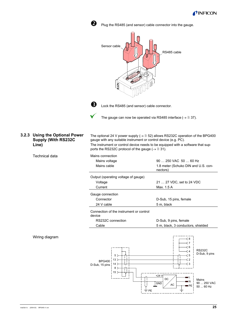 INFICON BPG400 ATM to Ultra-High Vacuum Gauge User Manual | Page 25 / 60