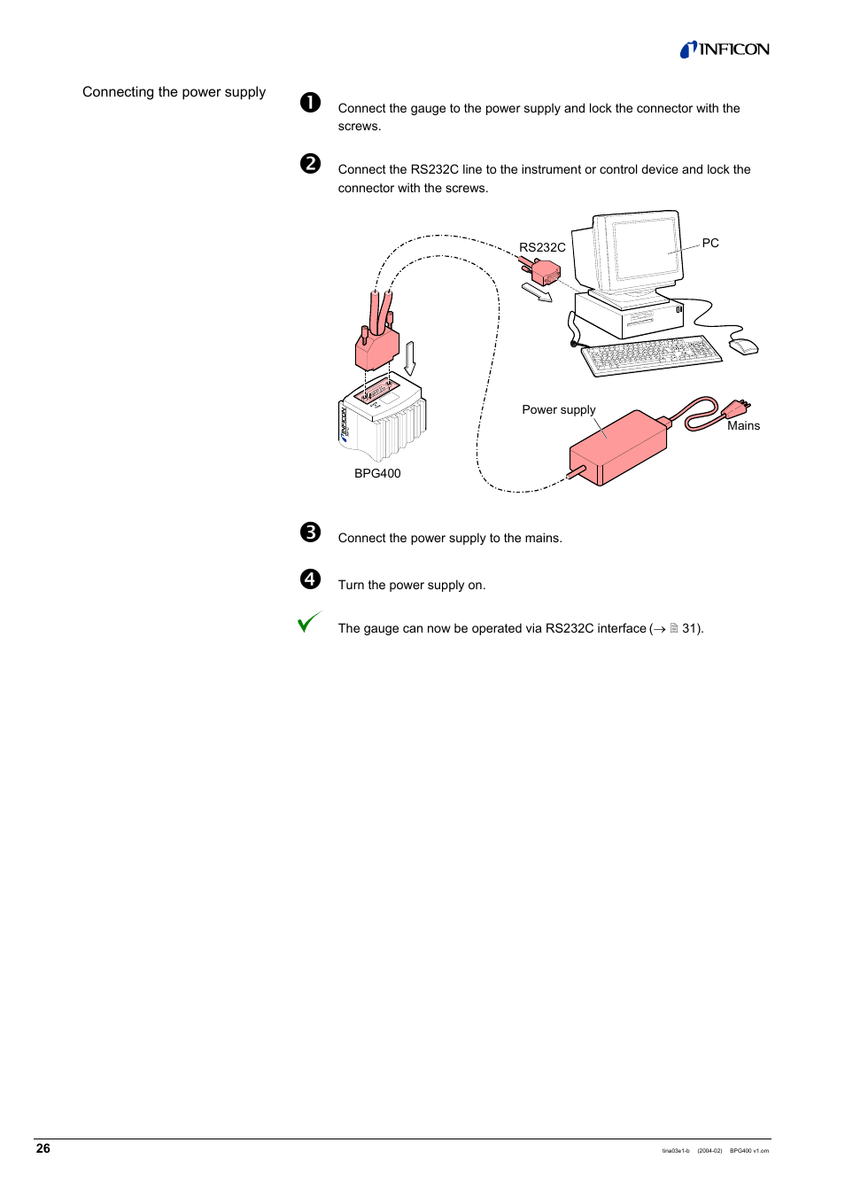 INFICON BPG400 ATM to Ultra-High Vacuum Gauge User Manual | Page 26 / 60