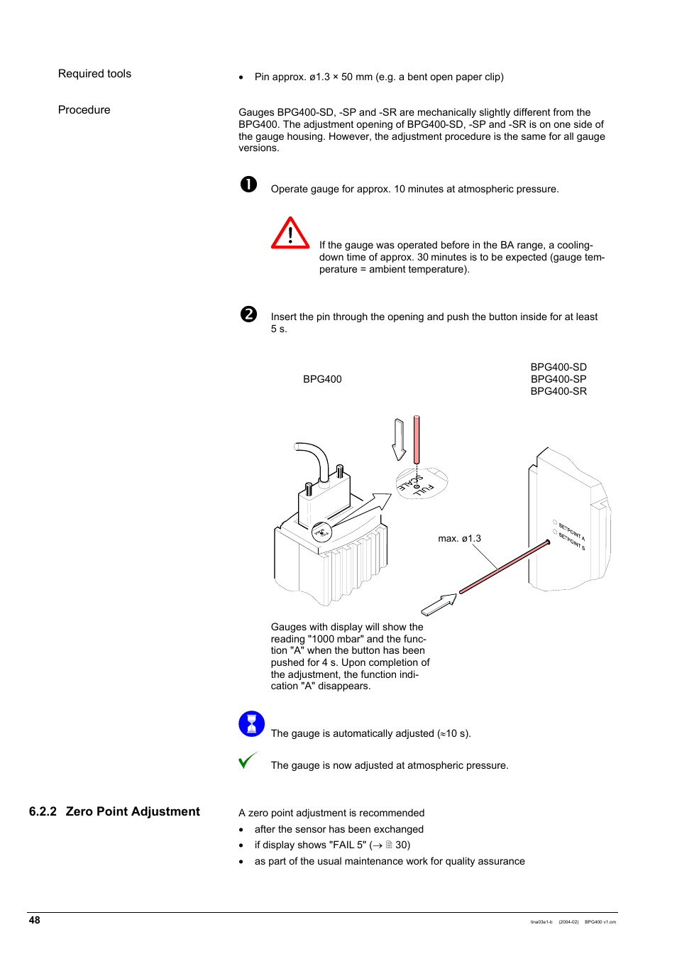 INFICON BPG400 ATM to Ultra-High Vacuum Gauge User Manual | Page 48 / 60