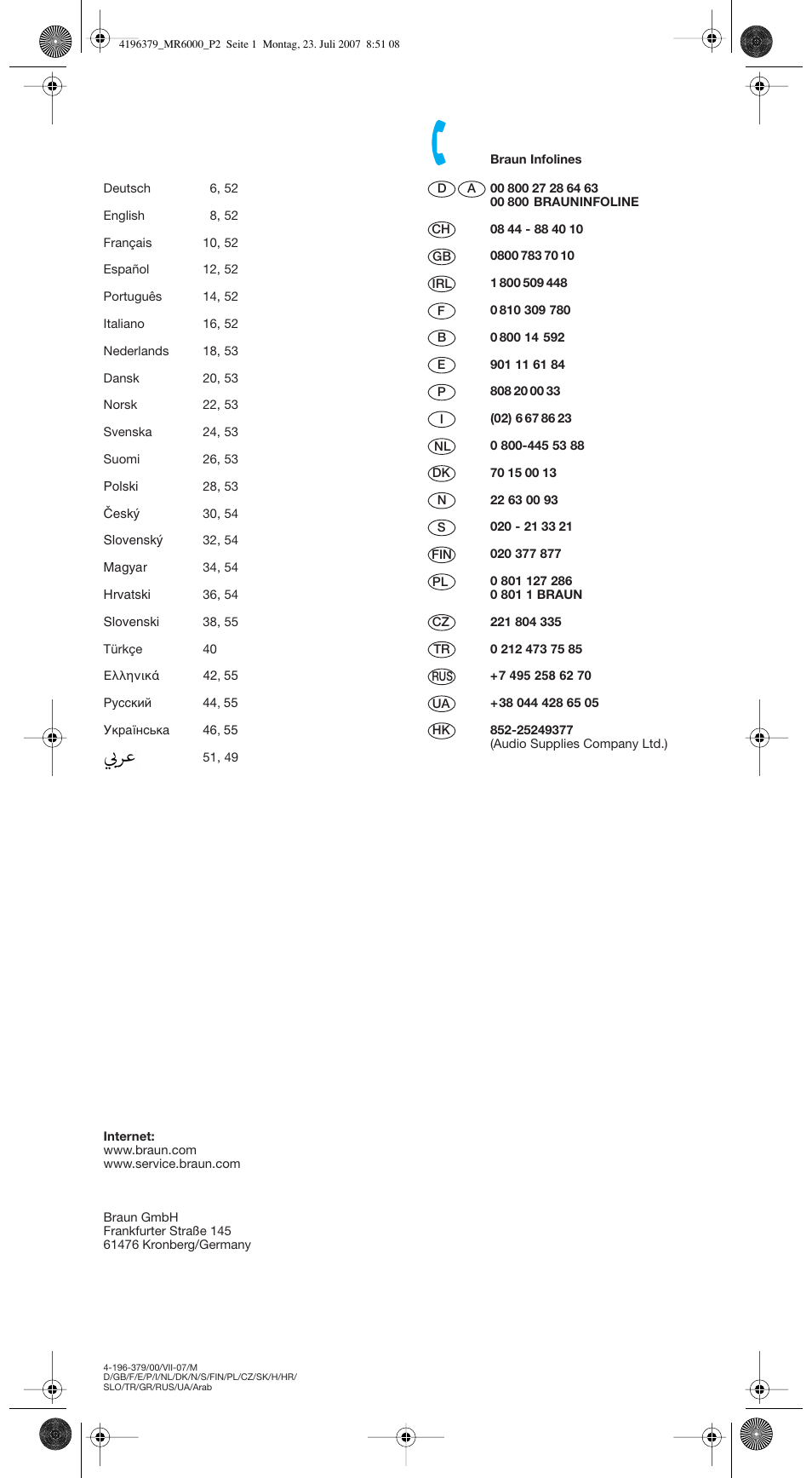 Braun MR 6550 BC-HC User Manual | Page 2 / 56