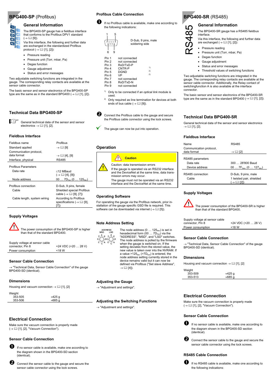 Bpg400-sp (profibus) | INFICON BPG400 ATM to Ultra-High Vacuum Gauge User Manual | Page 3 / 4