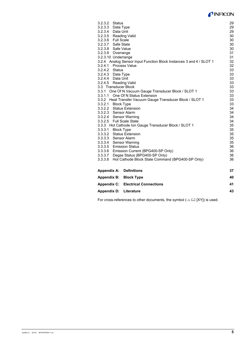 INFICON HPG400-SP ATM to Ultra-High Vacuum Gauge (Profibus) User Manual | Page 5 / 44