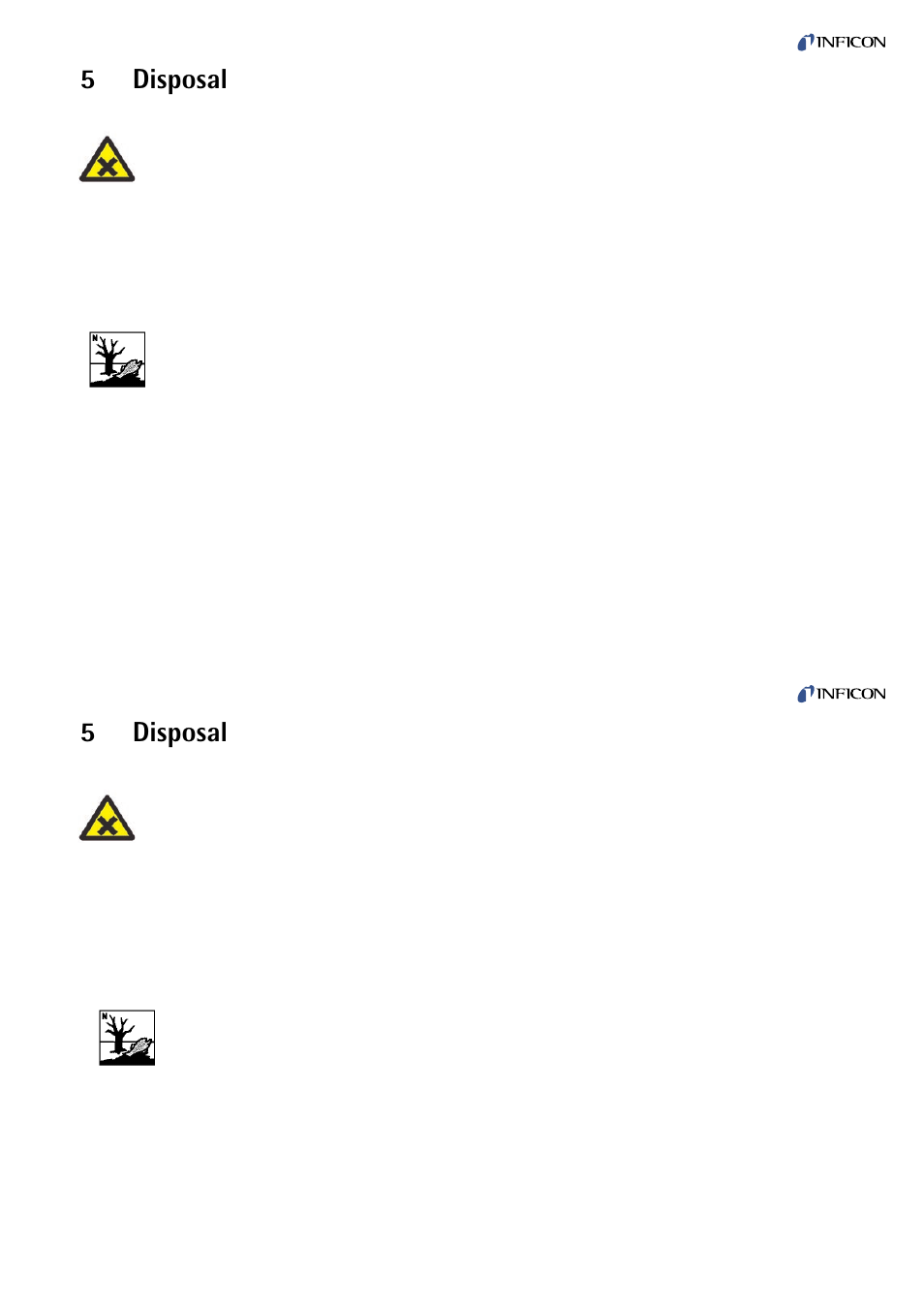 Disposal, 5disposal | INFICON PEG100 Medium to Ultra-High Vacuum Gauge User Manual | Page 19 / 26