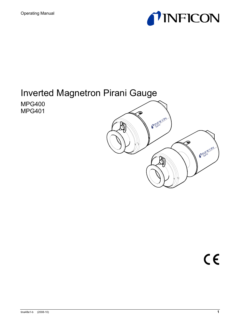 INFICON MPG40x ATM to Ultra-High Vacuum Gauge User Manual | 36 pages