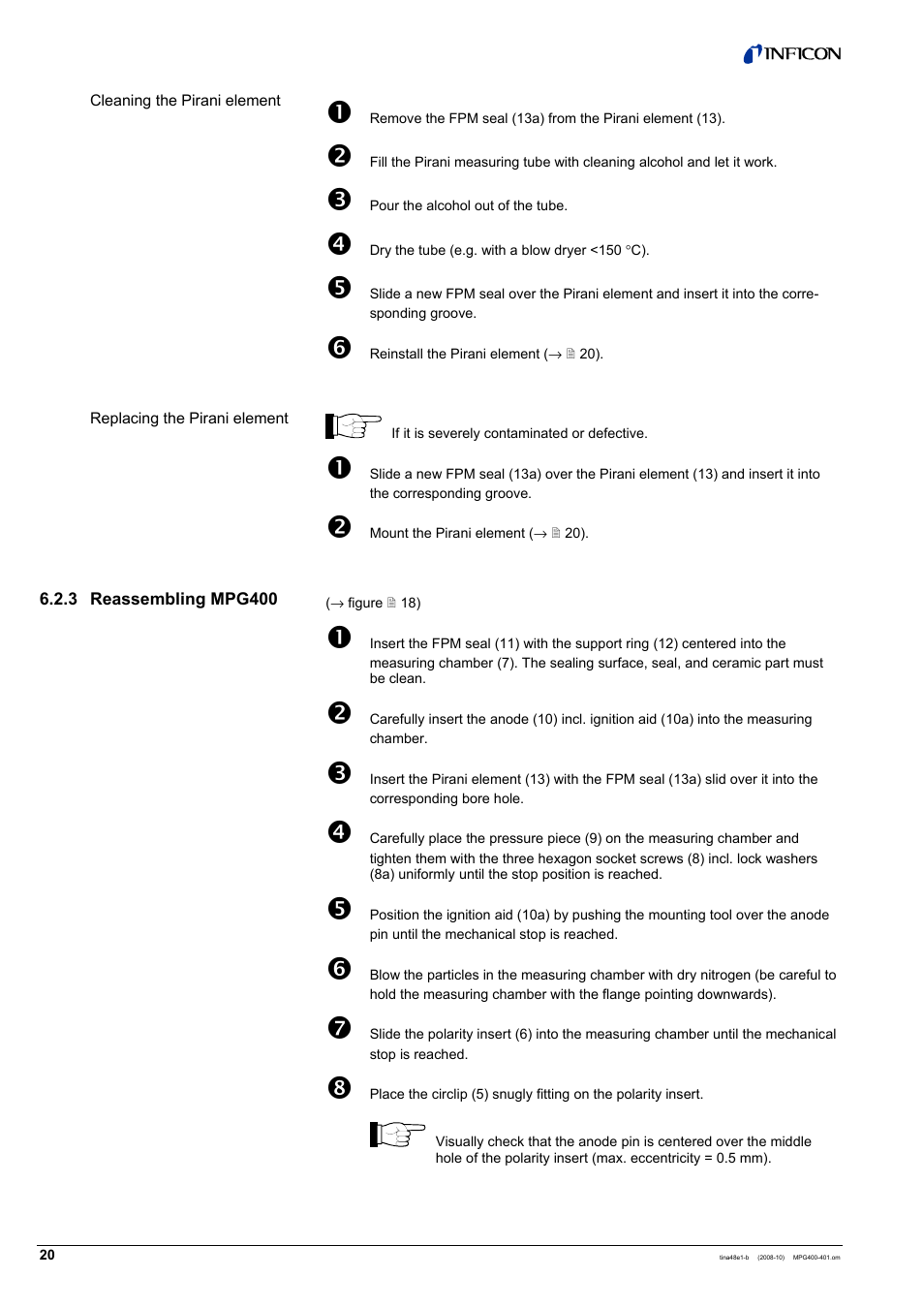 3 reassembling mpg400 | INFICON MPG40x ATM to Ultra-High Vacuum Gauge User Manual | Page 20 / 36