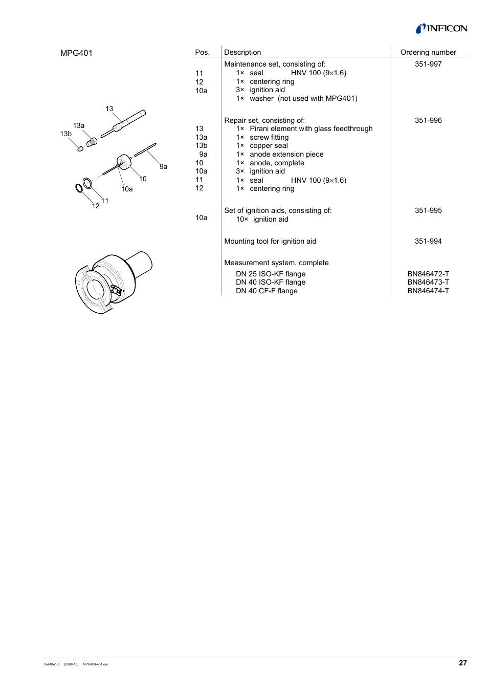 INFICON MPG40x ATM to Ultra-High Vacuum Gauge User Manual | Page 27 / 36