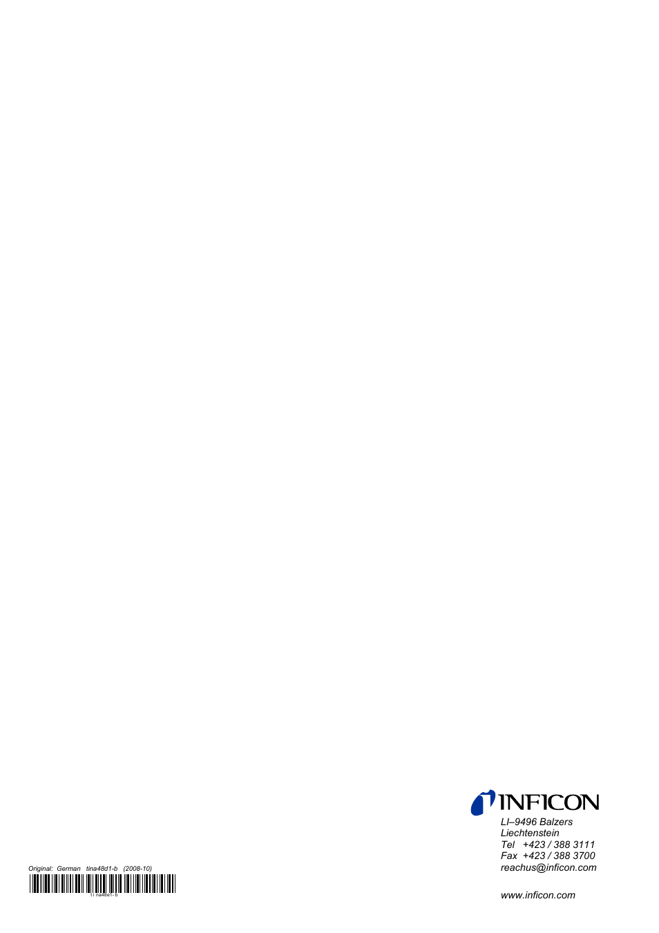 INFICON MPG40x ATM to Ultra-High Vacuum Gauge User Manual | Page 36 / 36
