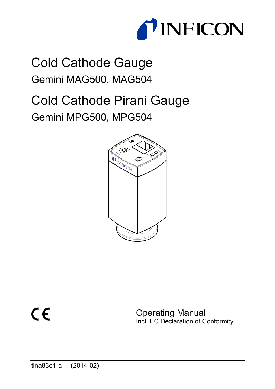 INFICON Gemini ATM to Ultra-High Vacuum Gauge User Manual | 60 pages