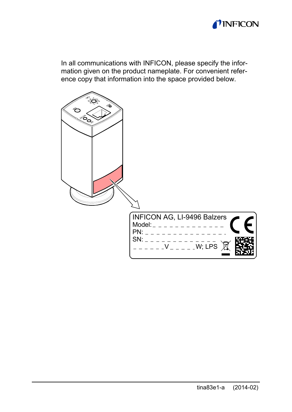 Product identification | INFICON Gemini ATM to Ultra-High Vacuum Gauge User Manual | Page 2 / 60