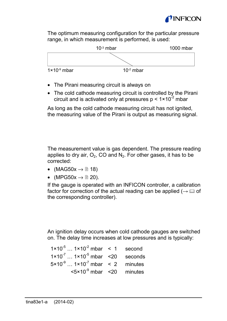 5 gas type dependence, 6 ignition delay | INFICON Gemini ATM to Ultra-High Vacuum Gauge User Manual | Page 33 / 60
