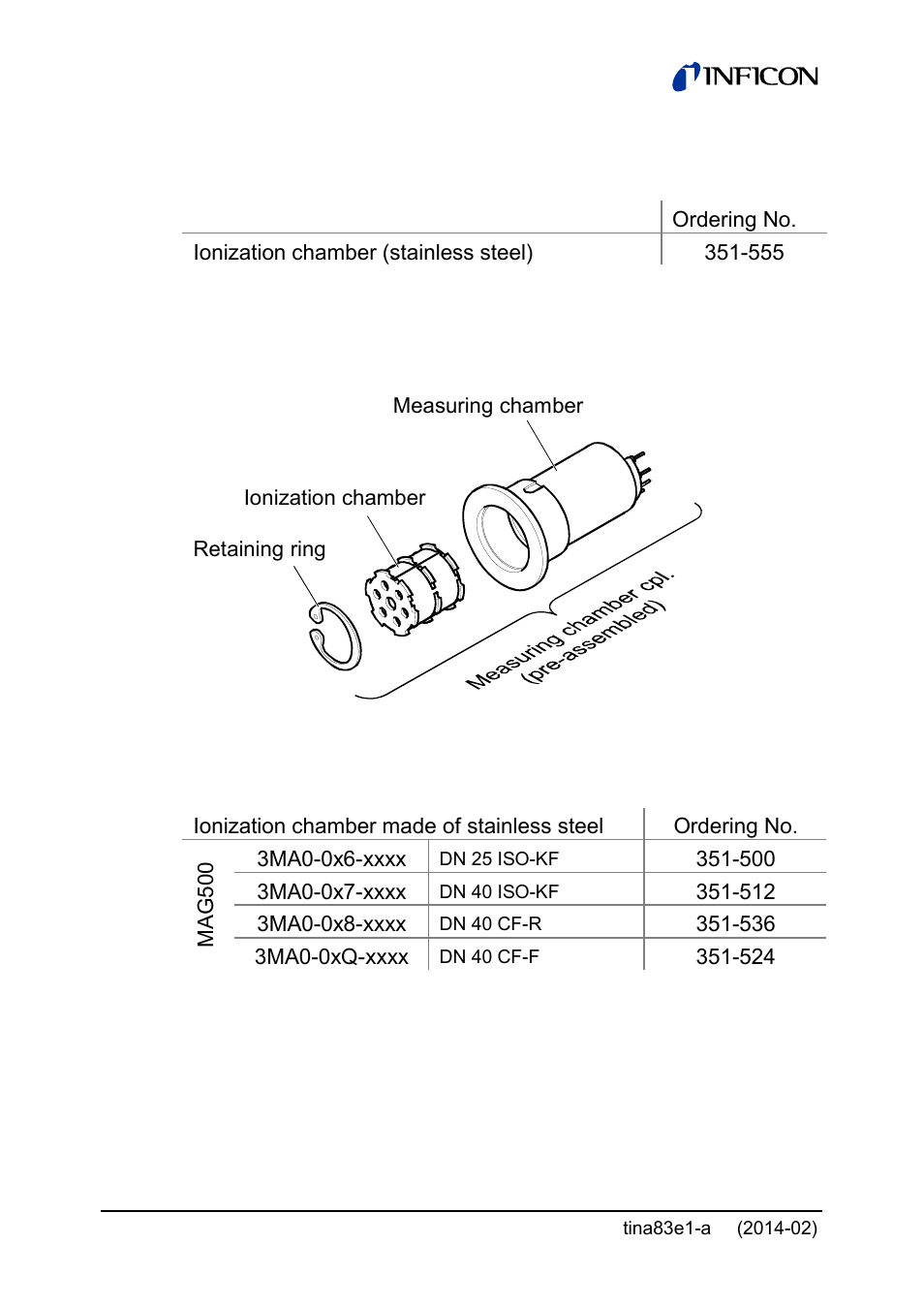 3 measuring chamber cpl. (spare sensor) | INFICON Gemini ATM to Ultra-High Vacuum Gauge User Manual | Page 54 / 60