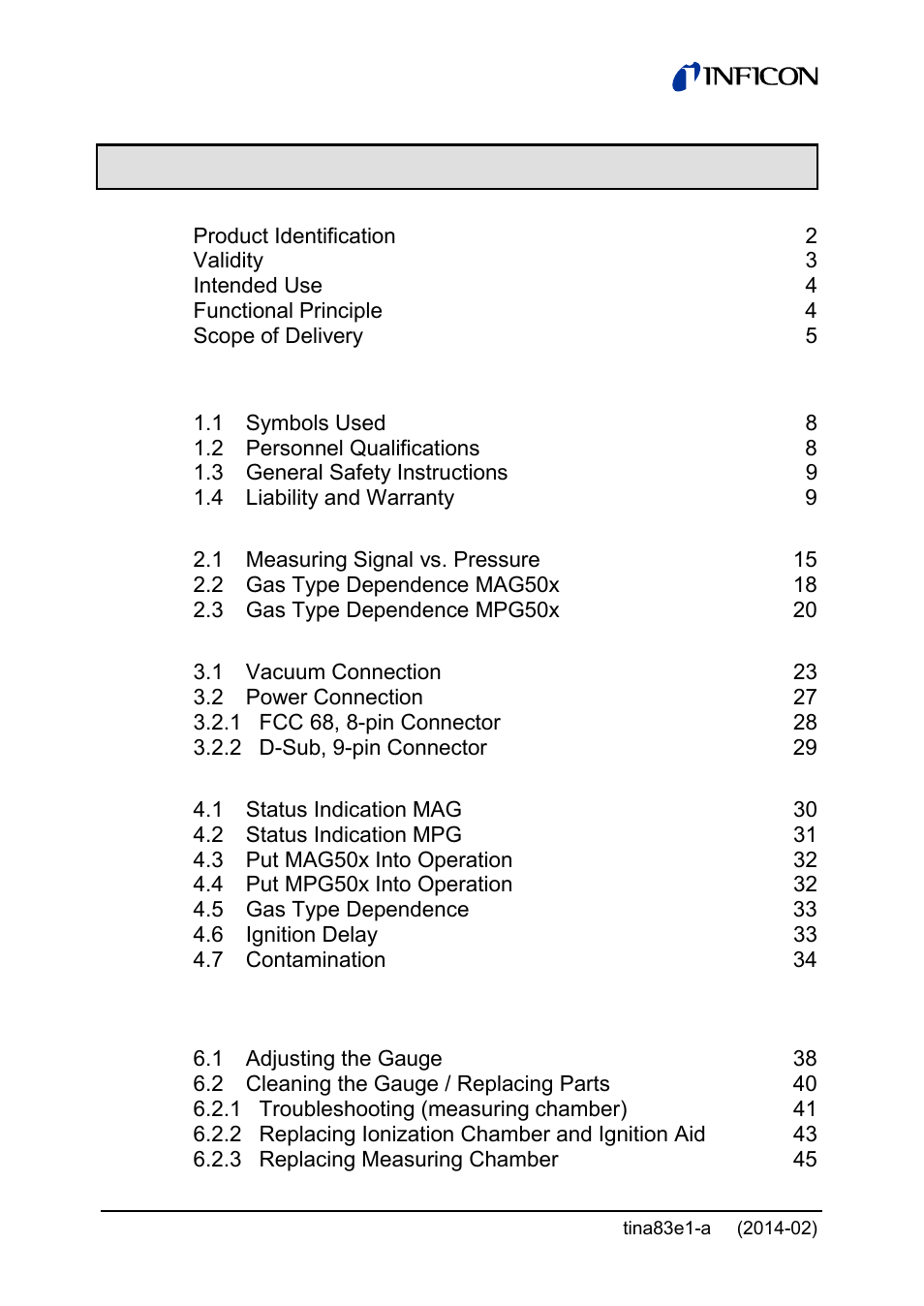 INFICON Gemini ATM to Ultra-High Vacuum Gauge User Manual | Page 6 / 60