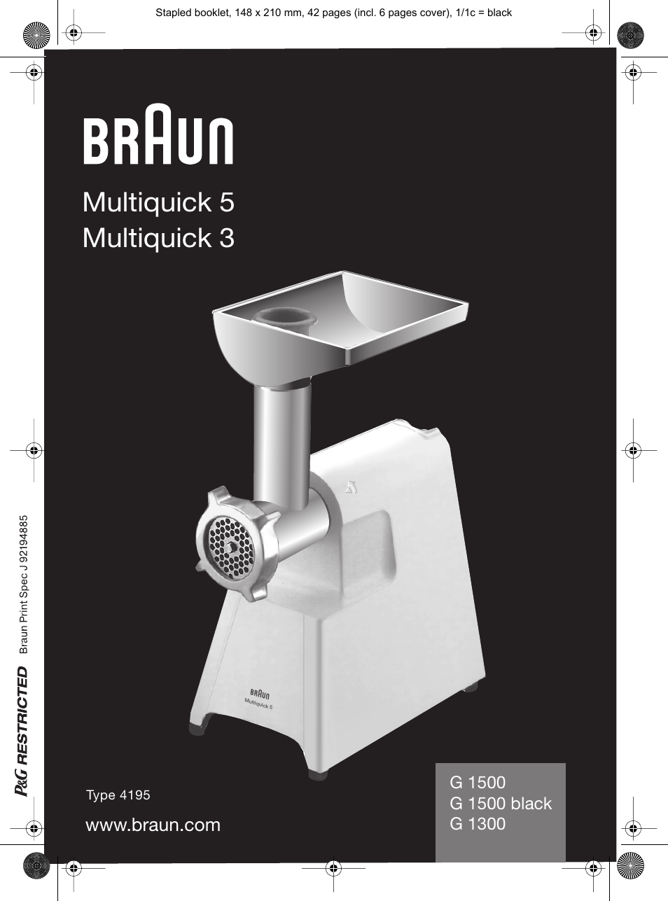 Braun Multiquick 5 G 1500 User Manual | 41 pages