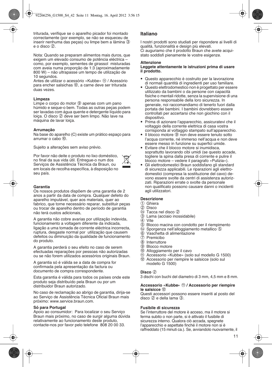 Braun Multiquick 5 G 1500 User Manual | Page 11 / 41