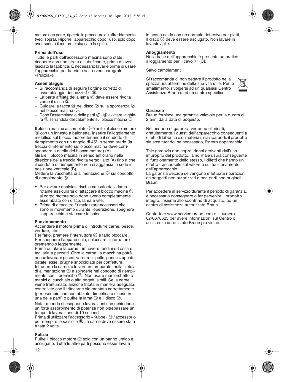 Braun Multiquick 5 G 1500 User Manual | Page 12 / 41