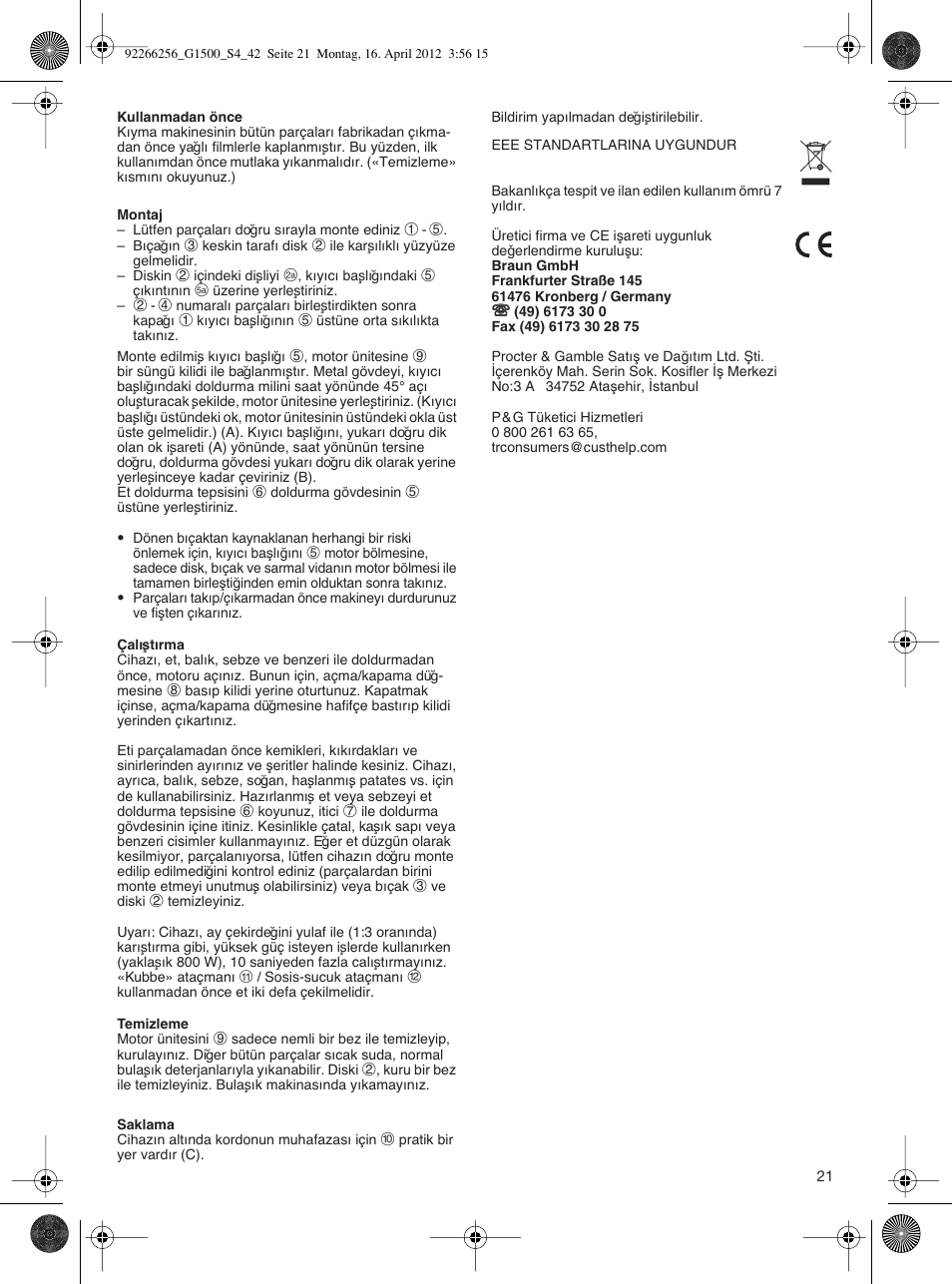 Braun Multiquick 5 G 1500 User Manual | Page 21 / 41