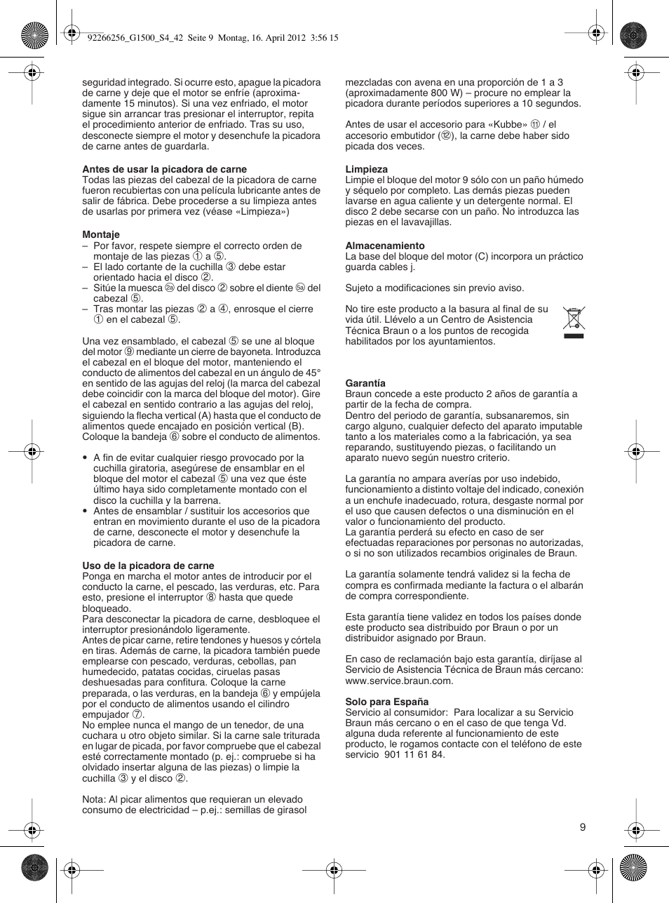 Braun Multiquick 5 G 1500 User Manual | Page 9 / 41