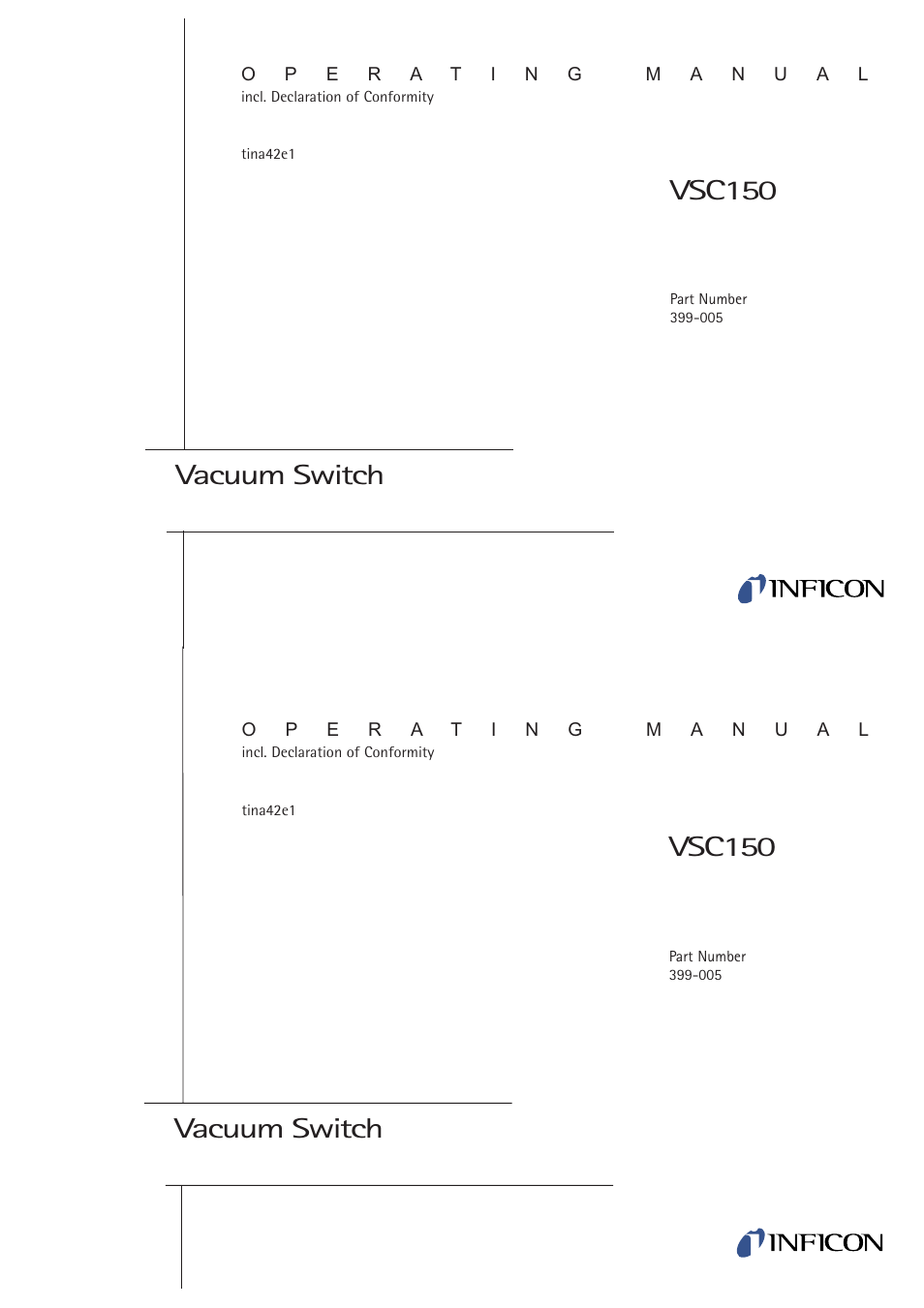 INFICON VSC150A absolute switch, passiv User Manual | 24 pages