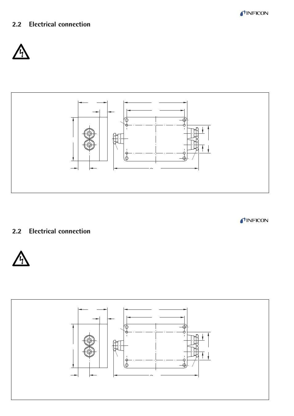 Electrical connection, 2 electrical connection, Warning | INFICON VSC150A absolute switch, passiv User Manual | Page 10 / 24