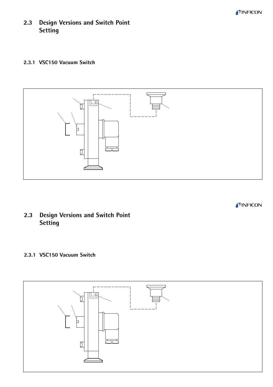 Design versions and switch point setting, Vsc150 vacuum switch, 3 design versions and switch point setting | 1 vsc150 vacuum switch | INFICON VSC150A absolute switch, passiv User Manual | Page 13 / 24