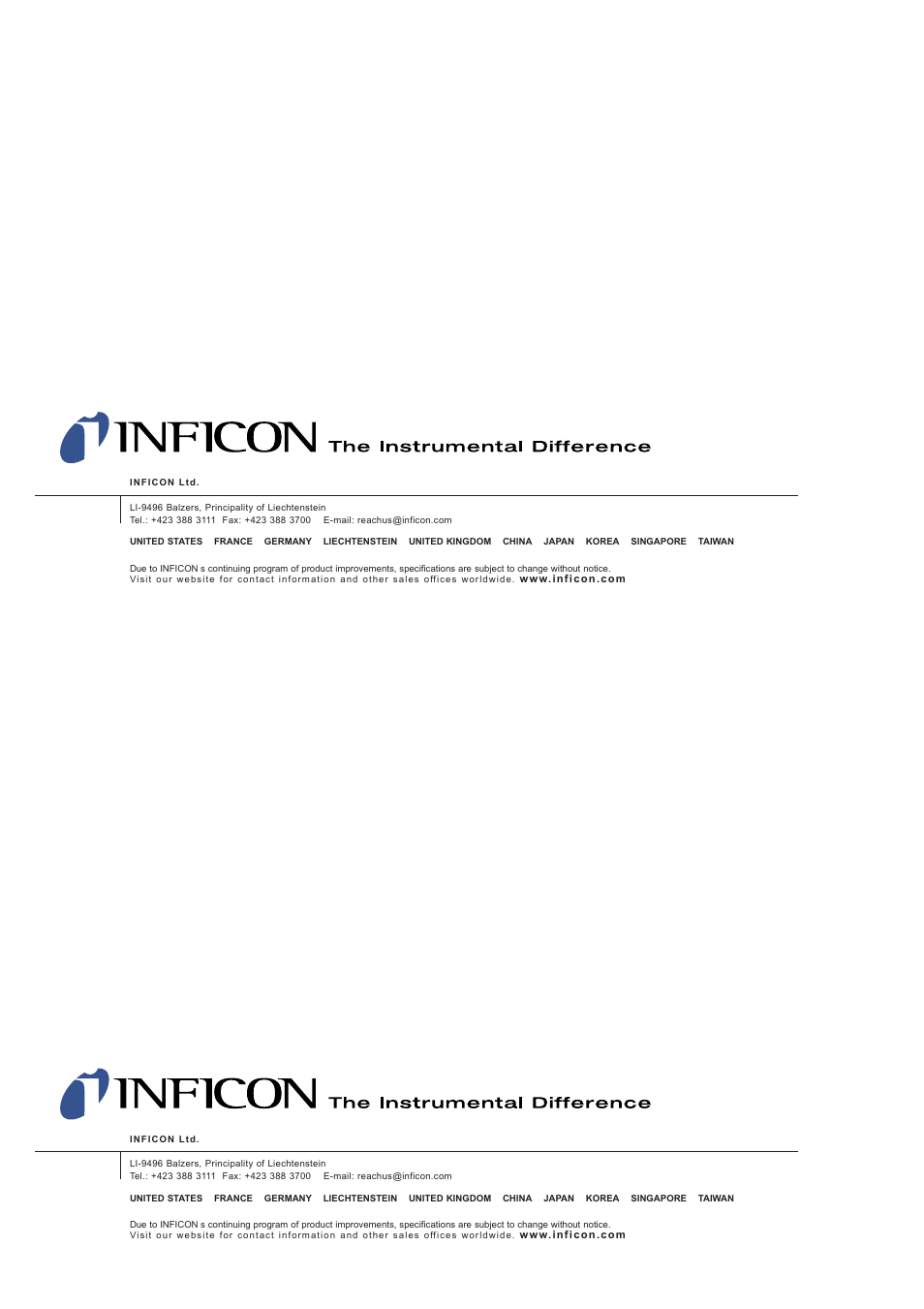 INFICON VSC150A absolute switch, passiv User Manual | Page 24 / 24