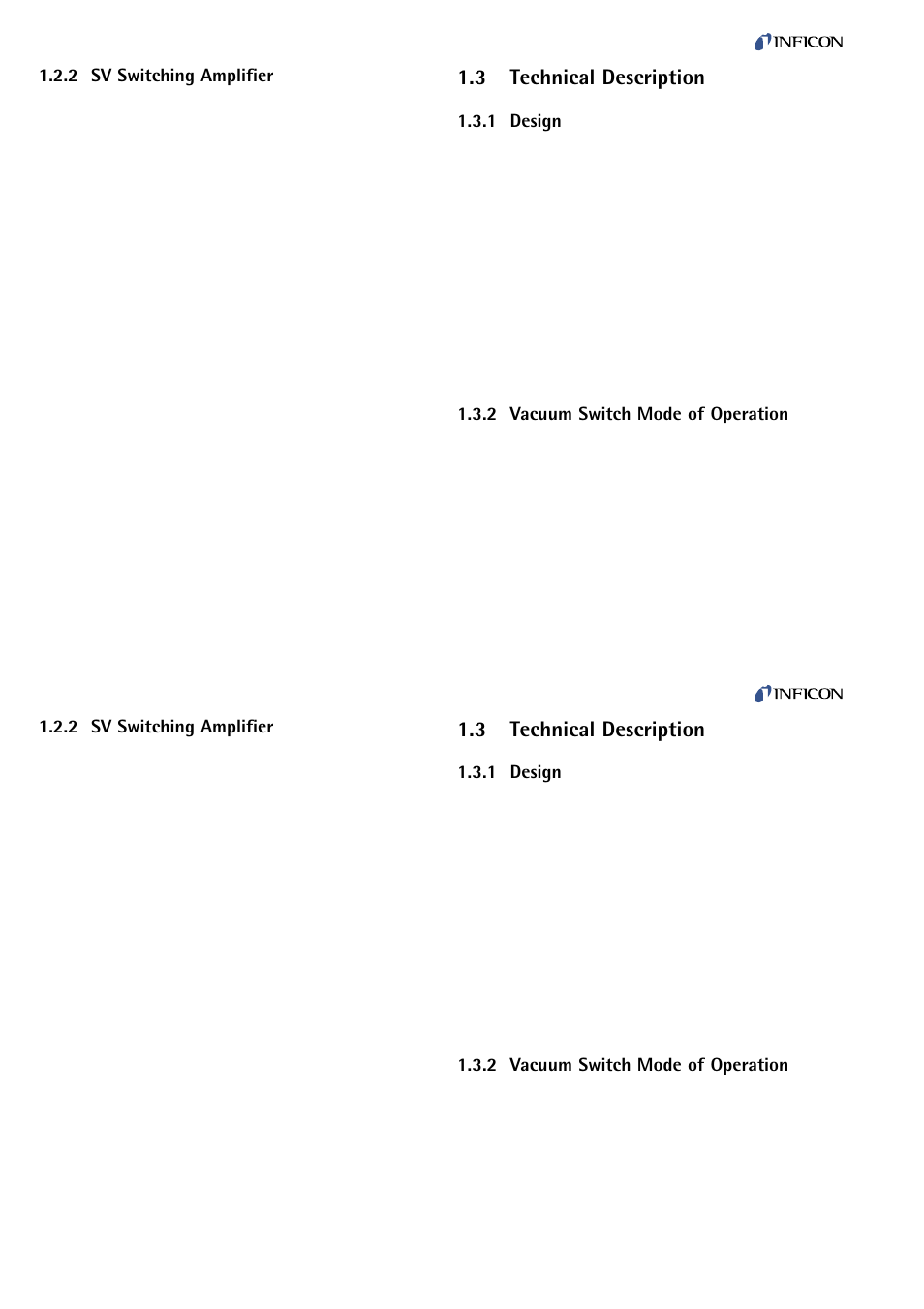 Sv switching amplifier, Technical description, Design | Vacuum switch mode of operation, 3 technical description | INFICON VSC150A absolute switch, passiv User Manual | Page 6 / 24