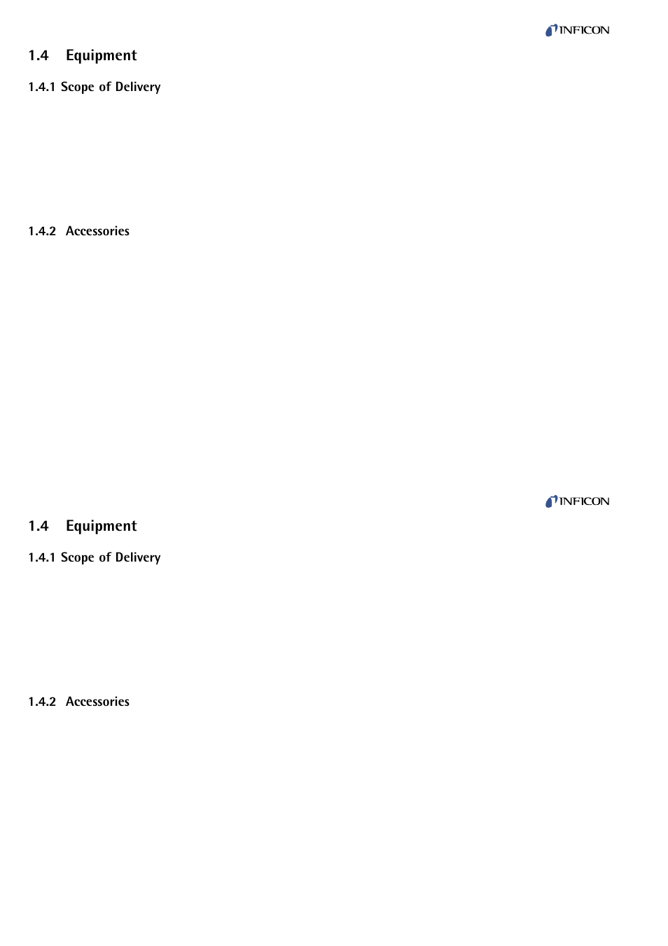 Equipment, Scope of delivery, Accessories | 4 equipment | INFICON VSC150A absolute switch, passiv User Manual | Page 8 / 24