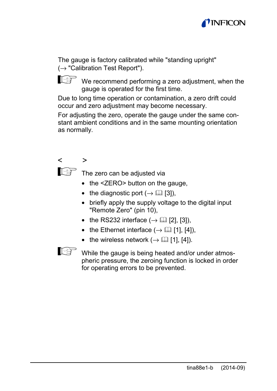 4 zeroing the gauge | INFICON Cube CDGsci User Manual | Page 32 / 48