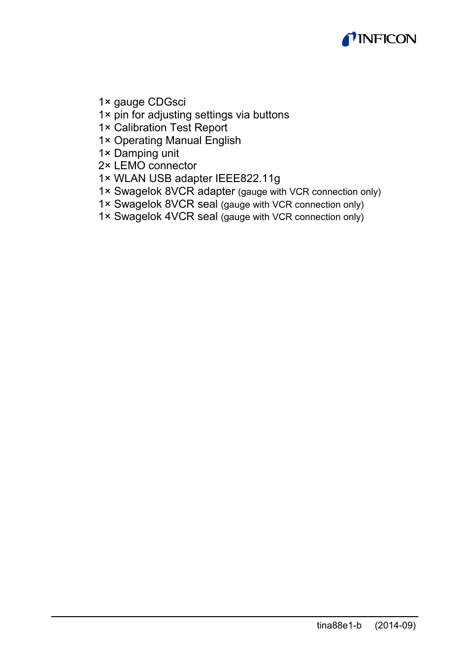 Scope of delivery | INFICON Cube CDGsci User Manual | Page 4 / 48