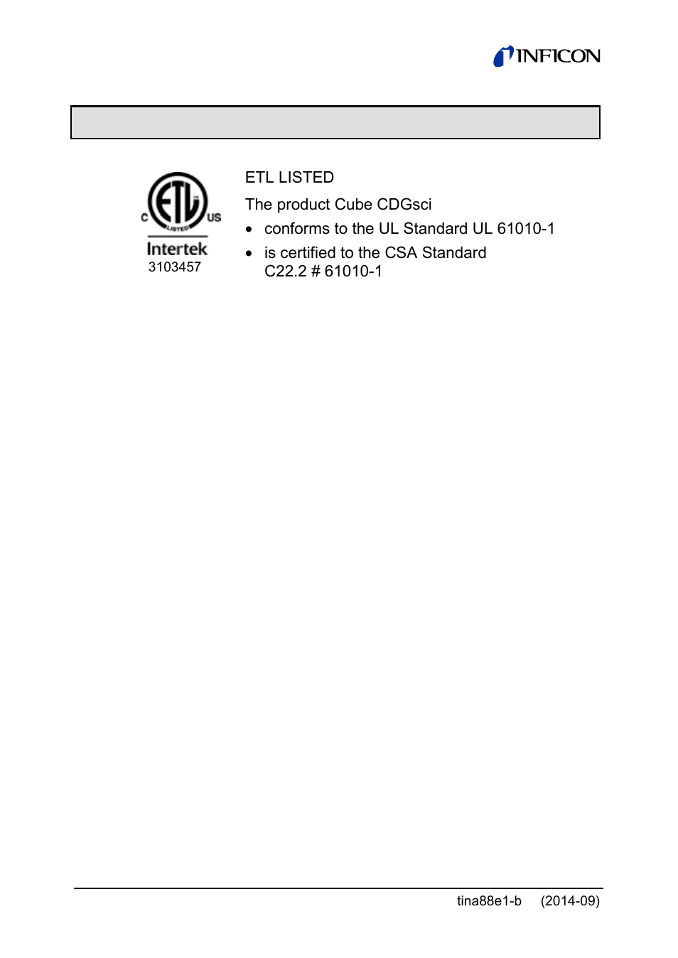 Etl certification | INFICON Cube CDGsci User Manual | Page 46 / 48