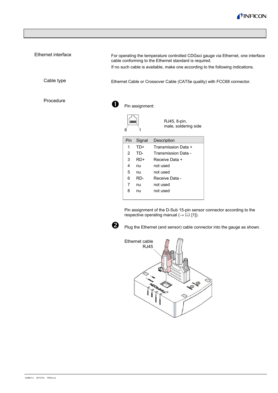 2 interface connection | INFICON Cube CDGsci (REST Services) User Manual | Page 5 / 12