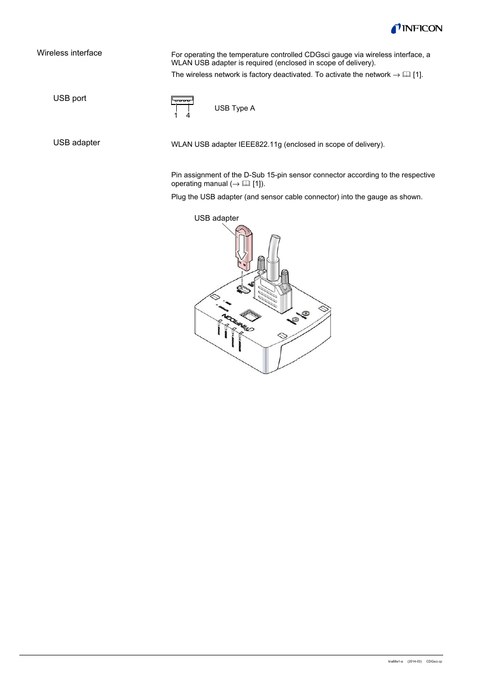 Wireless interface usb port usb adapter | INFICON Cube CDGsci (REST Services) User Manual | Page 6 / 12