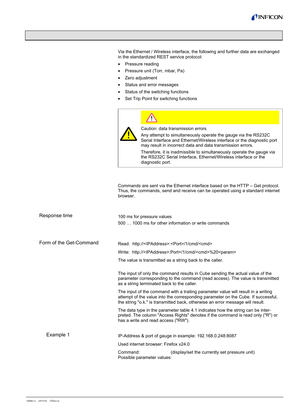 3 operation, 1 introduction 3.2 send and receive | INFICON Cube CDGsci (REST Services) User Manual | Page 7 / 12