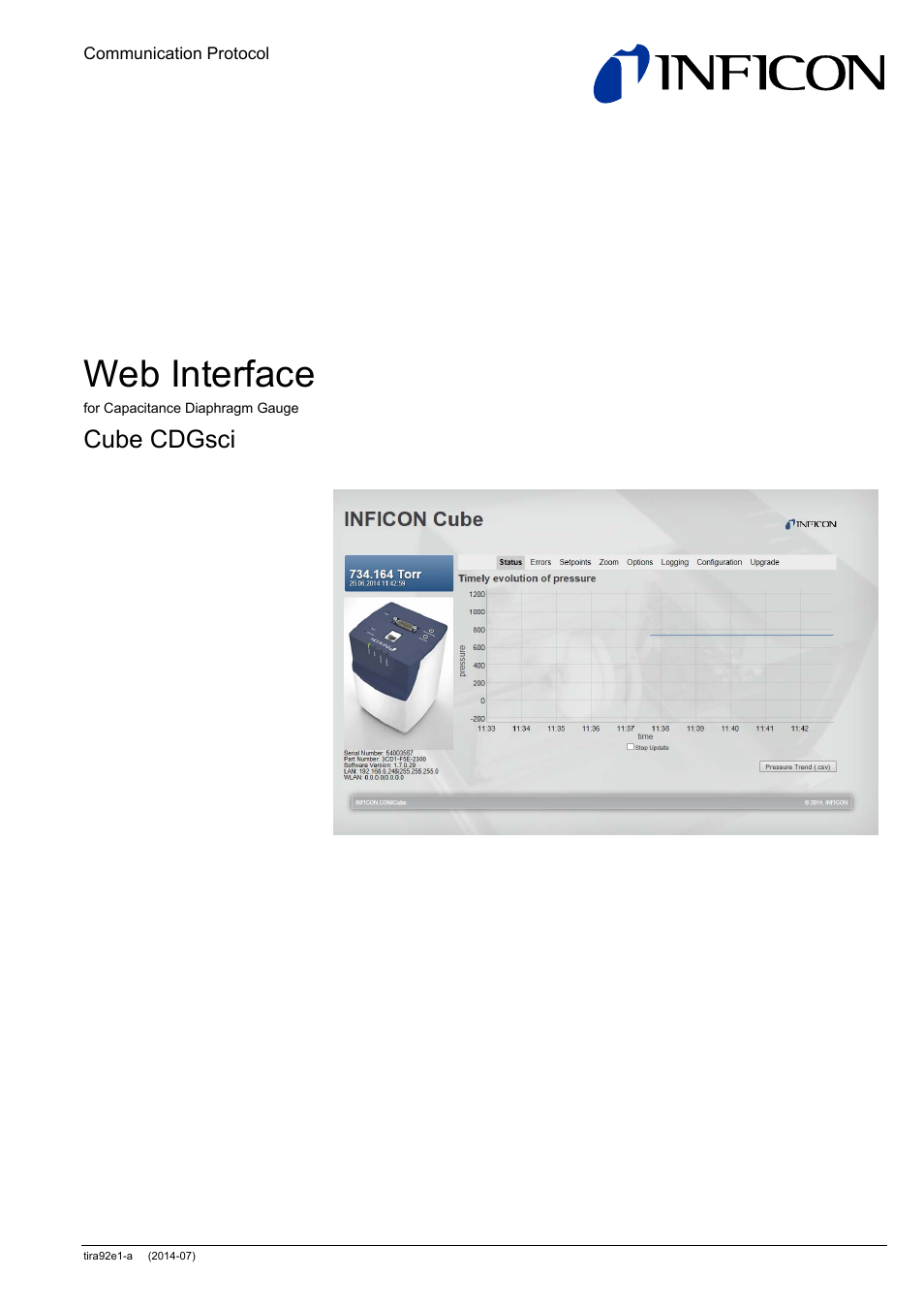INFICON Cube CDGsci (Web Interface) User Manual | 14 pages