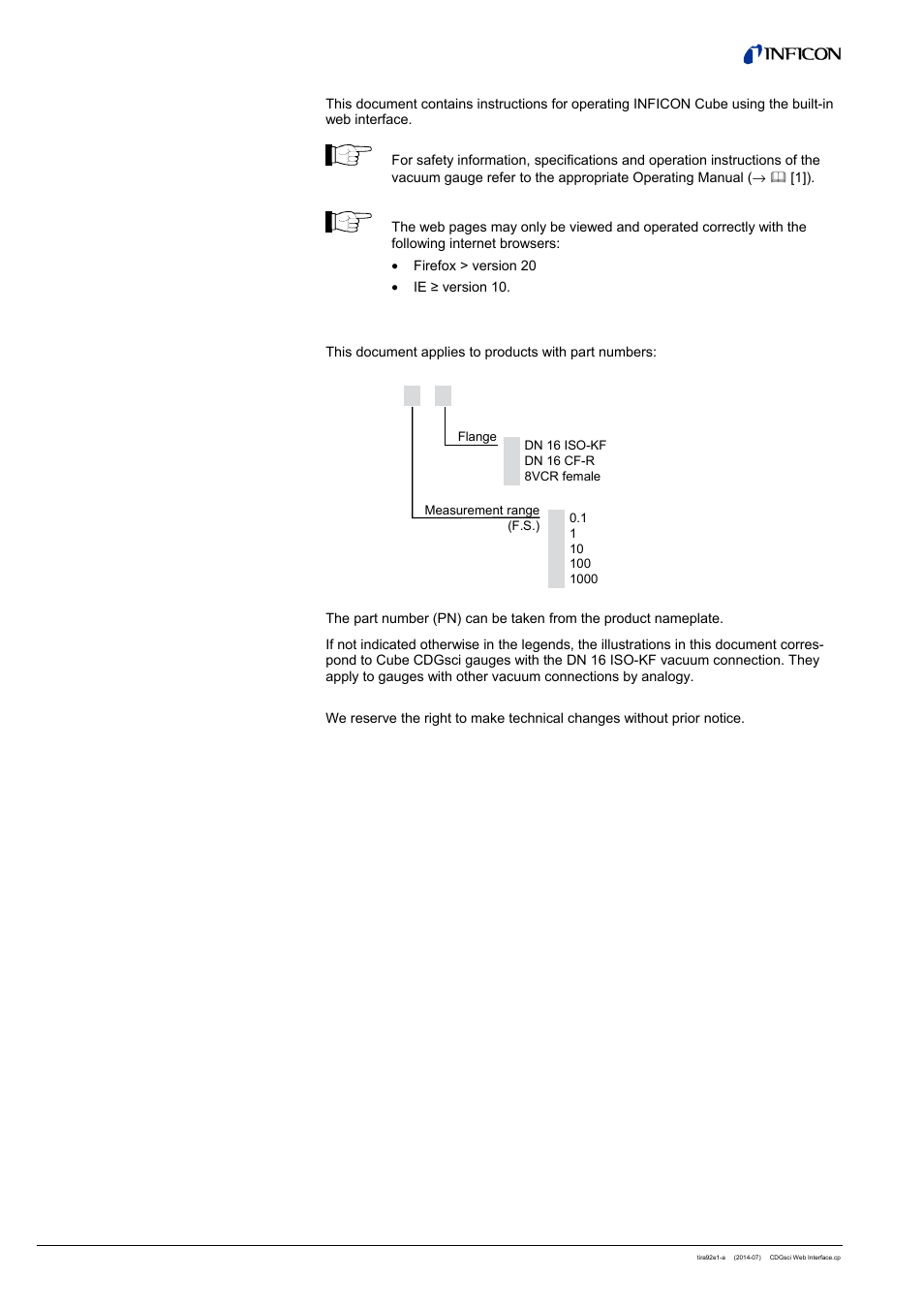 General information validity | INFICON Cube CDGsci (Web Interface) User Manual | Page 2 / 14