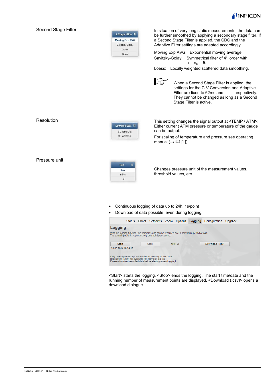 7 tab <logging | INFICON Cube CDGsci (Web Interface) User Manual | Page 9 / 14